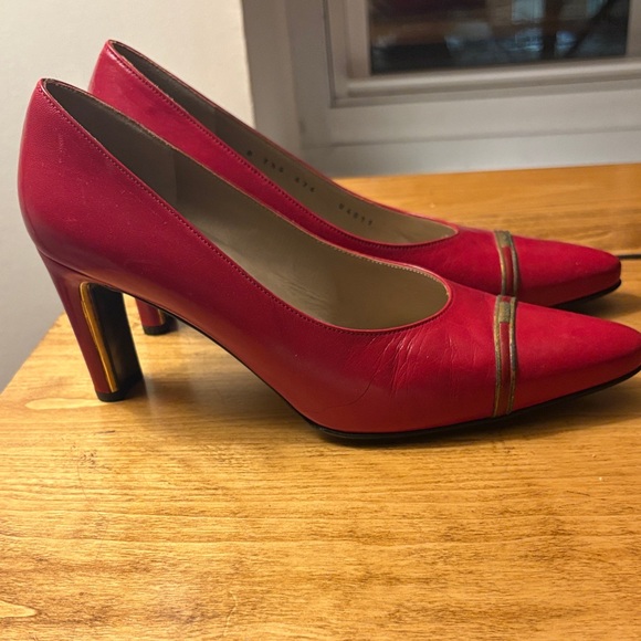 St. John Red Leather Heels - Picture 2 of 3